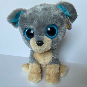 Ty Beanie Boos SCRAPS 10” 2010 Schnauzer Dog Has Tags! Gray Puppy Blue Eyes